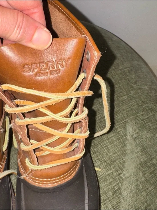 Sperry Chestnut Brown Leather Duck Boots Boat Shoes 8.5 Leather - Picture 4 of 8